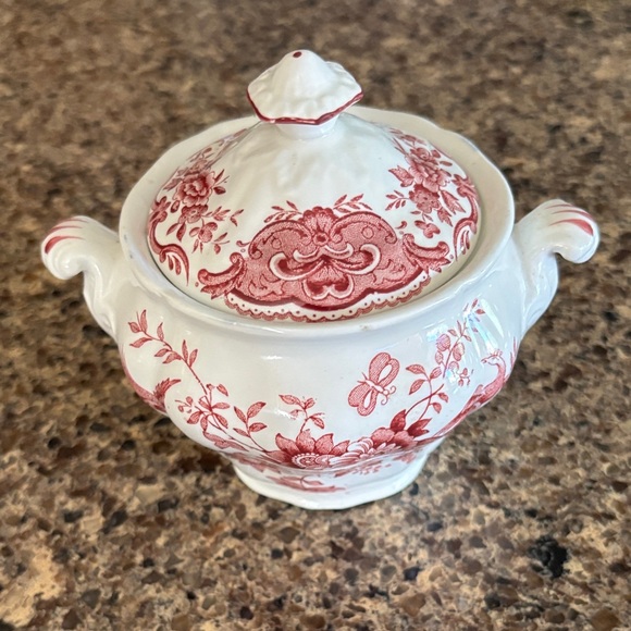 Staffordshire Other - Ridgway Windsor Red Transferware Sugar Bowl